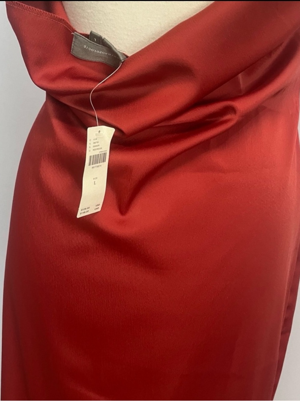 NWT Anthro Strapless Satin Cowl-Back Minimalist Modern look Midi Dress L - Picture 10 of 13